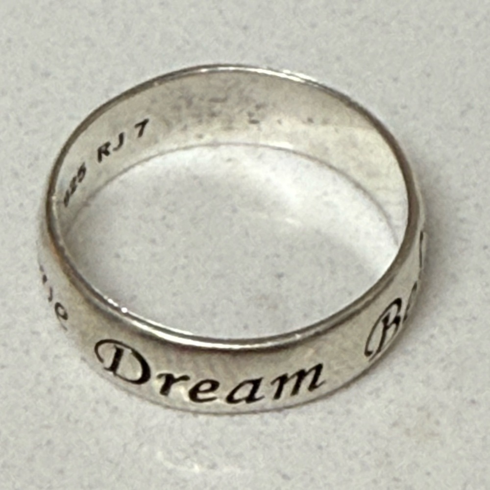 ‘Love Dream Believe’ Engraved Sterling Silver Band Ring Size 7